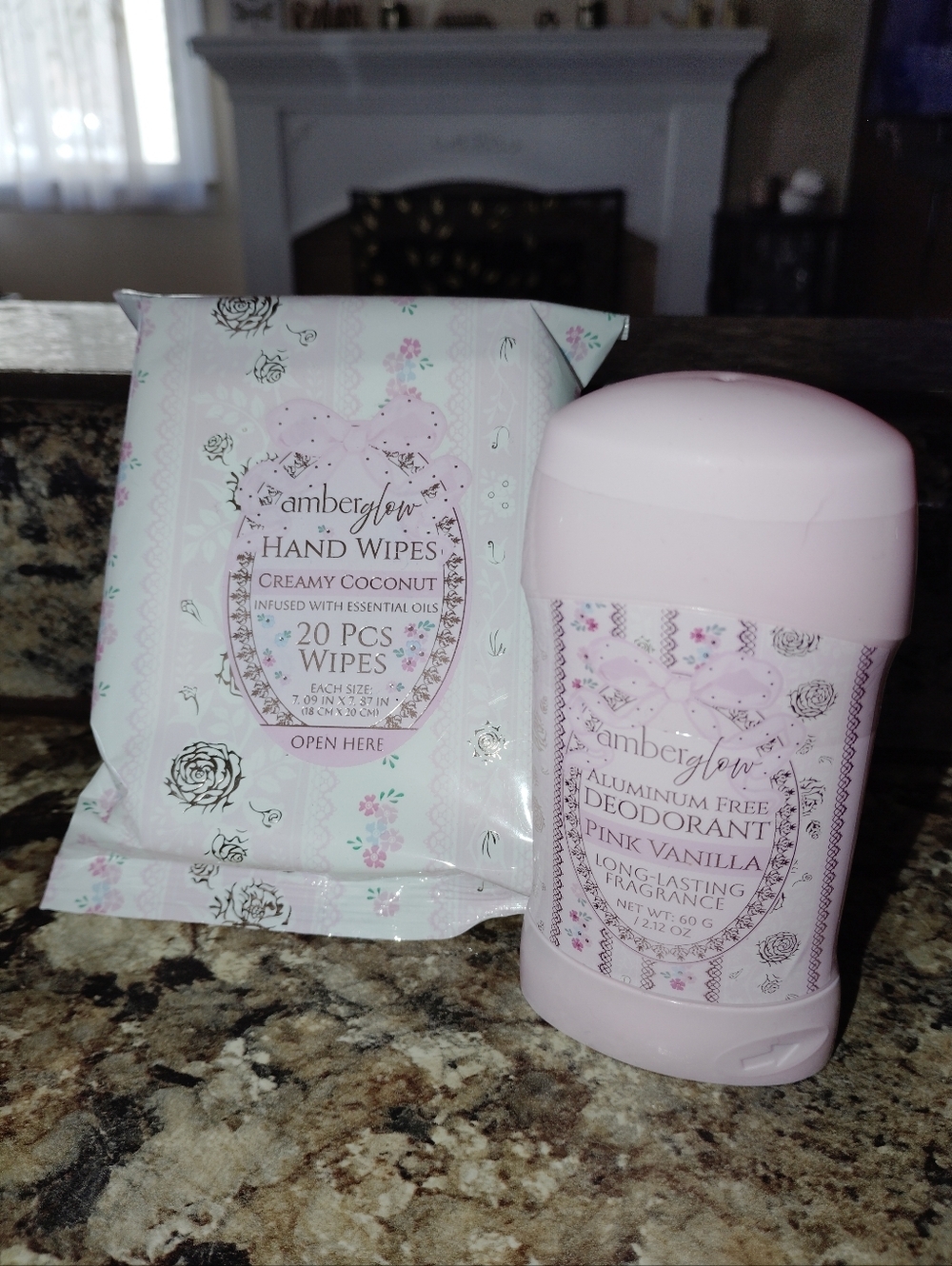 Amberglow Pink Vanilla Aluminum Free Deodorant + Hand Wipes Set Multiple - Picture 8 of 10